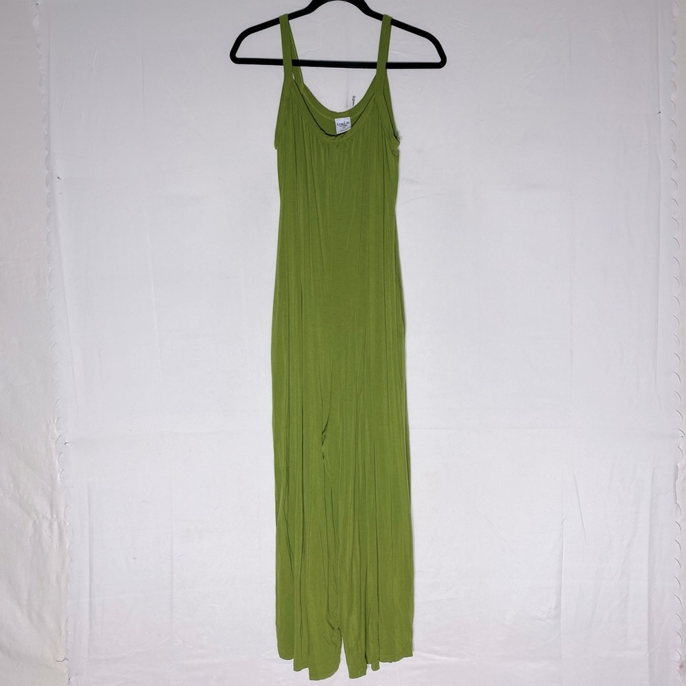 Love Life Essentials Chartreuse Green Cropped Jumpsuit Romper L